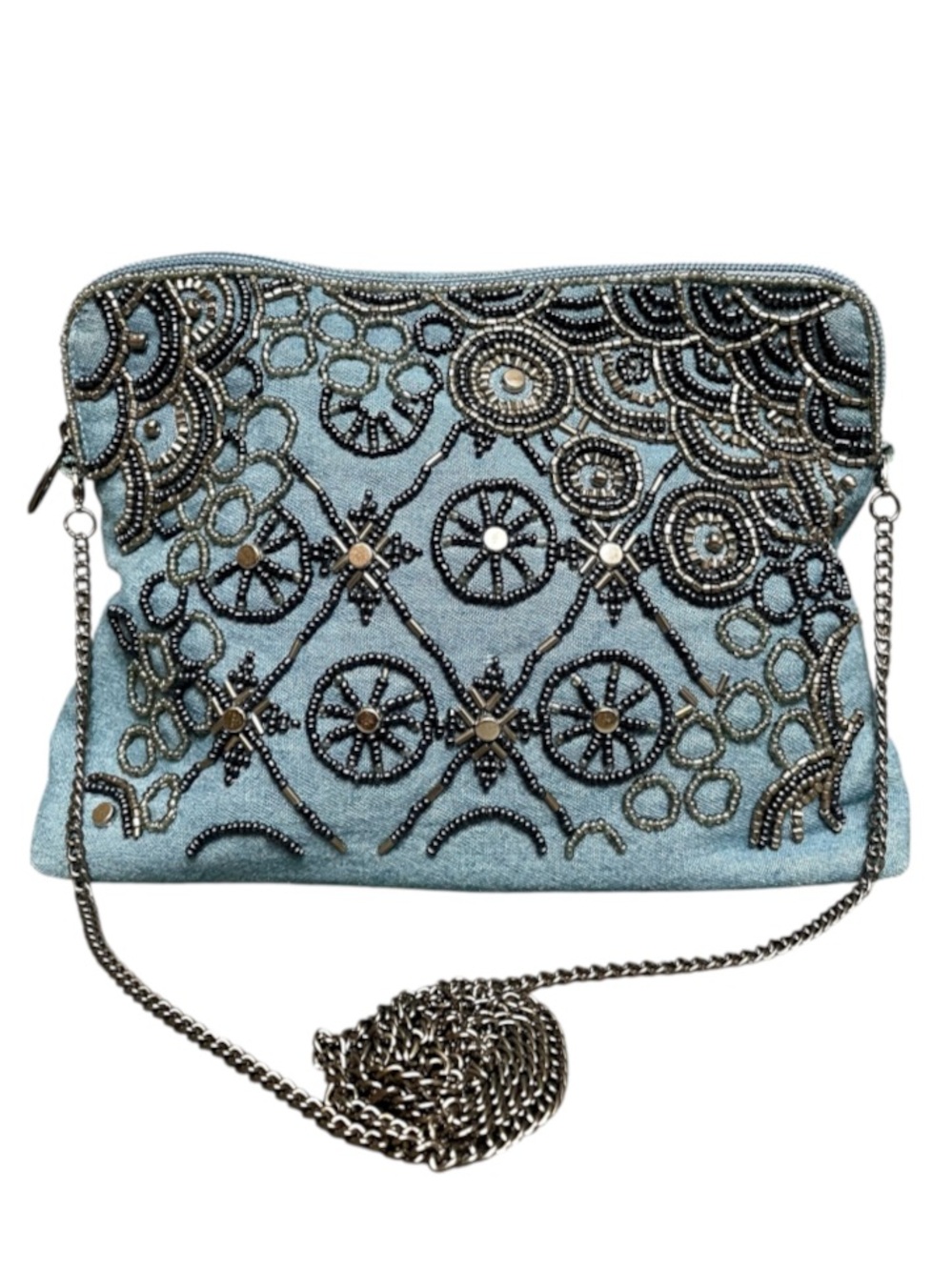 Mary Frances Hand-Beaded Denim Shoulder Bag